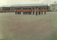Changing of the guard outside old walled city of Quebec, Canada