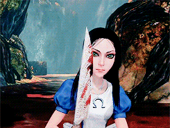Alice examines blade