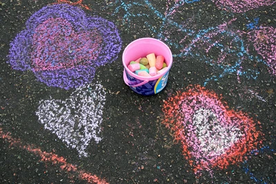 chalk drawing of hearts
