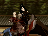 Zuko, Iroh, y June montados en Nyla.png