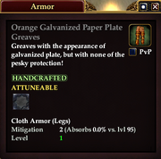 Orange Galvanized Paper Plate Greaves