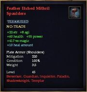 Feather Etched Mithril Spaulders