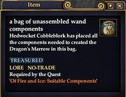 A bag of unassembled wand components