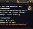 A bag of unassembled wand components
