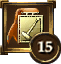 Icon Achievement ribbon orange rect gold hammer 15