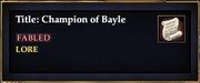 Title Champion of Bayle