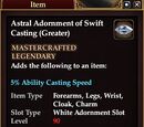Astral Adornment of Swift Casting (Greater)