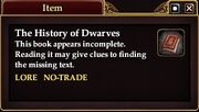 The History of Dwarves (Quest Starter)