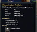 Glimmering Dust Distillation