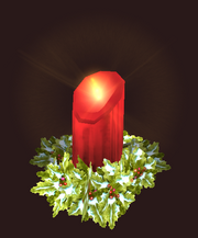 A red holiday candle (Visible)