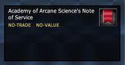 Academy of Arcane Science's Note of Service