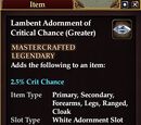 Lambent Adornment of Critical Chance (Greater)