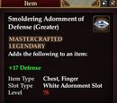 Smoldering Adornment of Defense (Greater)