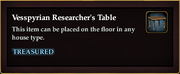 Vesspyrian Researcher's Table