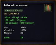 Tailored canvas sash
