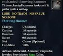 Enchanted throwing hammer