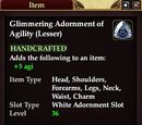 Glimmering Adornment of Agility (Lesser)