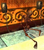 Shackled human skeleton (Visible)