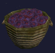 Basket of rotting pomegranates
