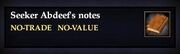 Seeker Abdeef's notes