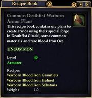 Common Deathfist Warborn Armor Plans