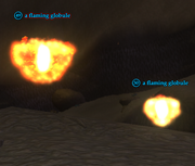 A flaming globule