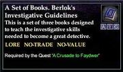 A Set of Books. Berlok's Investigative Guidelines