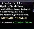 A Set of Books. Berlok's Investigative Guidelines