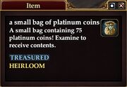 A small bag of platinum coins