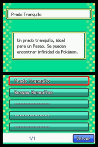 Seleccionando área del Pokéwalker