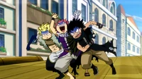 Natsu,Sting and Gajeel during the race