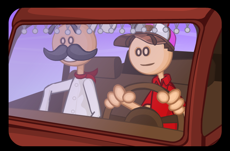 Image Papa's Cupcakeria Roy and Papa Louie inside the car before