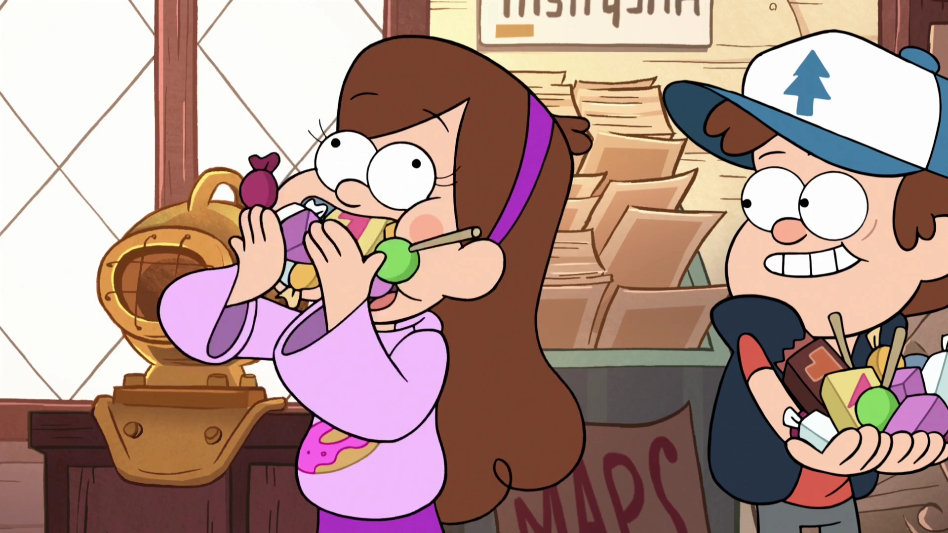 Image S2e8 mabel gobbling candy.png Gravity Falls Wiki Fandom