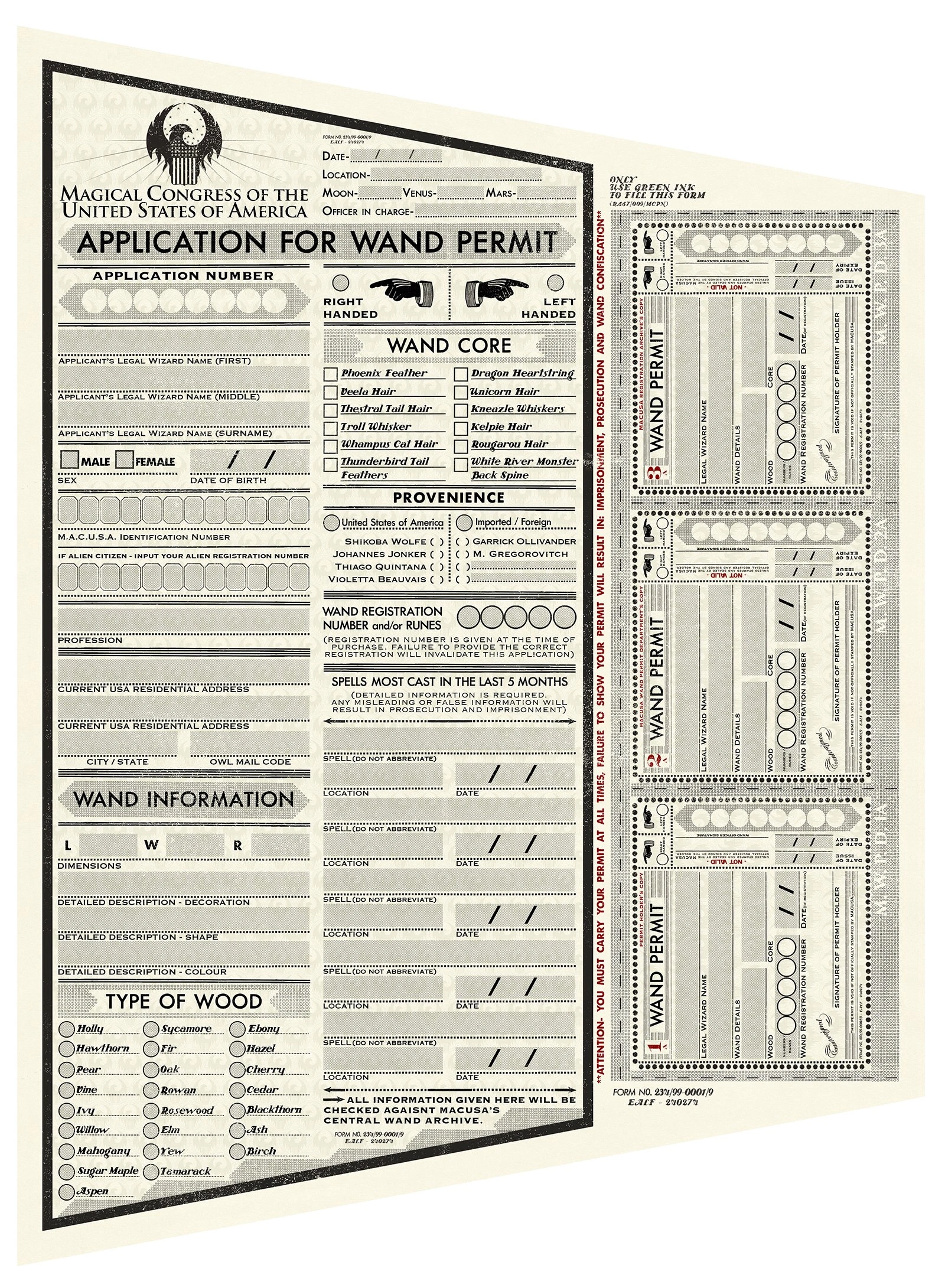 MACUSA Application for Wand Permit | Harry Potter Wiki | FANDOM powered ...