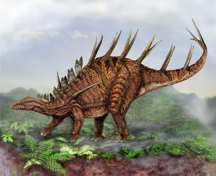 dinosaur with 4 spikes on tail