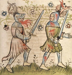 Cod. Pal. germ. 359, fol. 049r - Rosengarten zu Worms, Zweikampf
