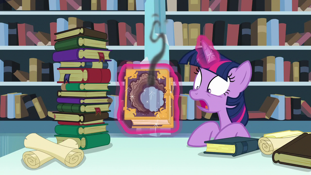 Twilight_shocked_by_the_hole_formed_on_the_tome_S6E2.png