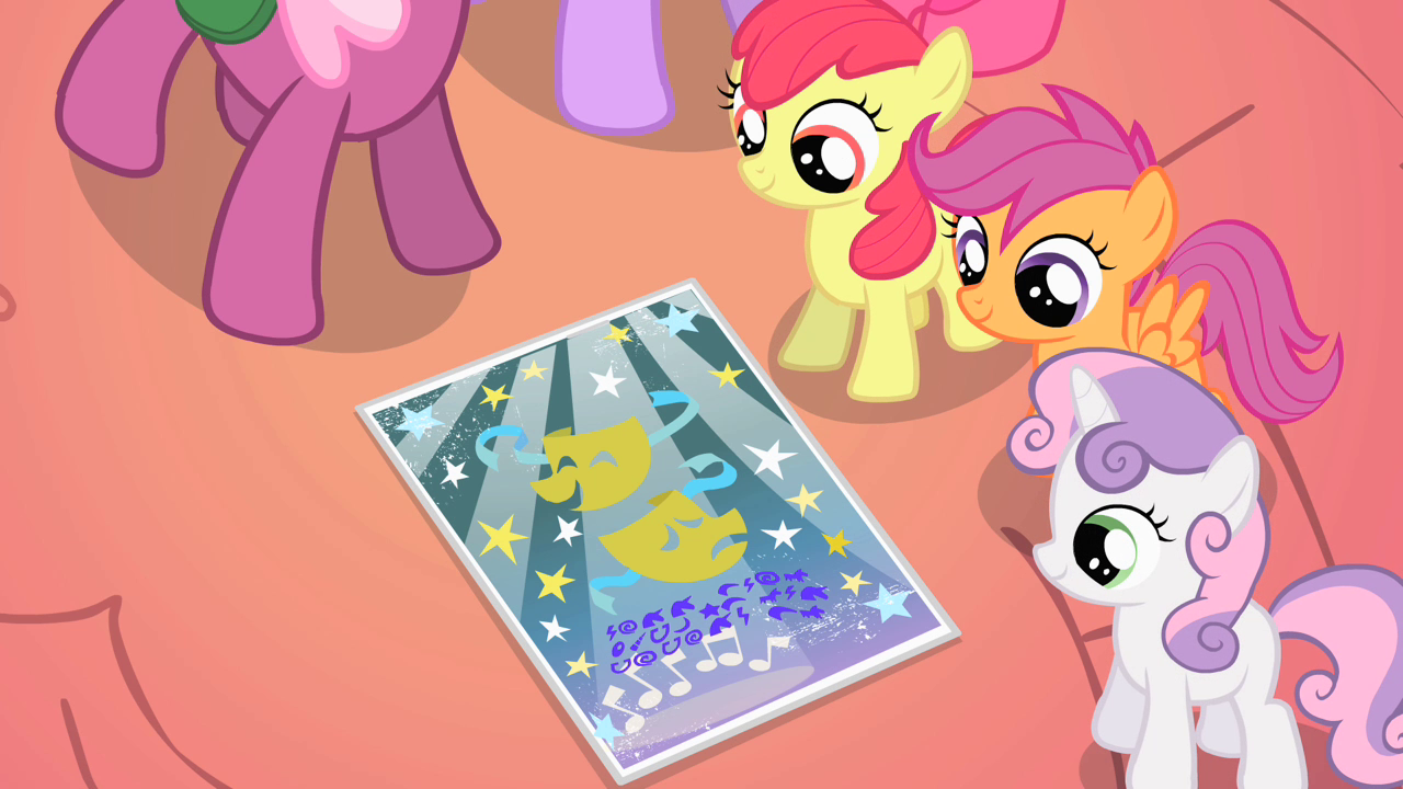 CMC_looking_at_Ponyville_school_talent_show_flier_S01E18.png