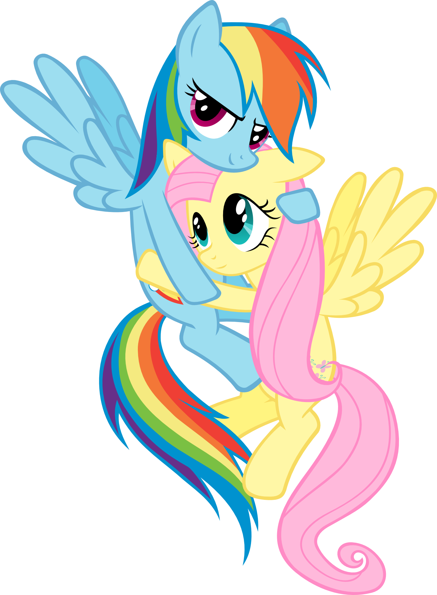 Image FANMADE Rainbow Dash hugging Fluttershy.png My Little Pony Friendship is Magic Wiki