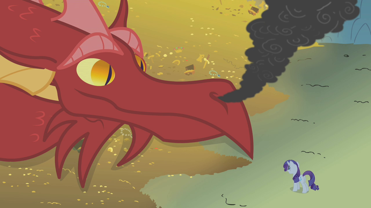 Image Dragon looking at Rarity S1E07.png My Little Pony Friendship is Magic Wiki Fandom