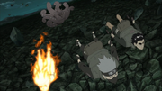 Gyūki lança Guy, Kakashi e Naruto