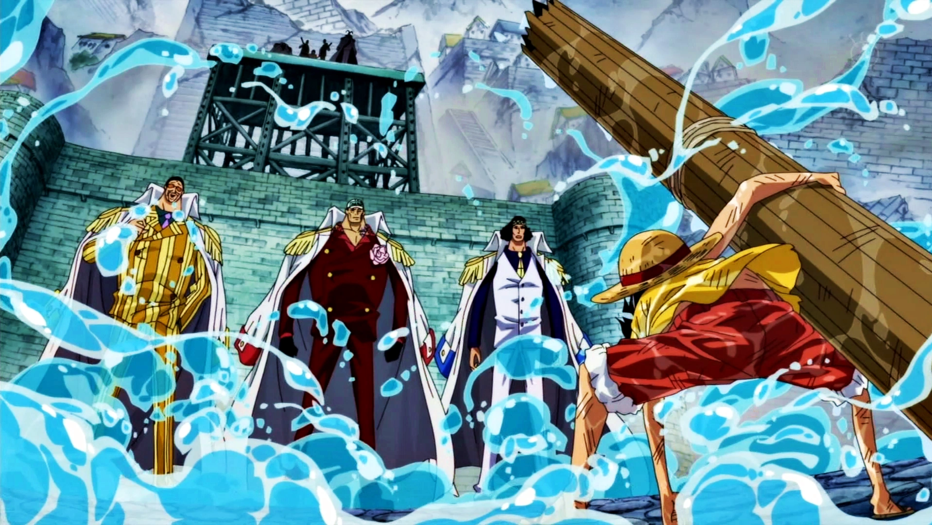 Monkey D. Luffy vs. Kuzan, Borsalino y Sakazuki One Piece Wiki