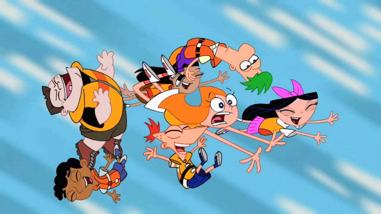 Image Flying off the water slide.jpg Phineas and Ferb Wiki Fandom powered by Wikia