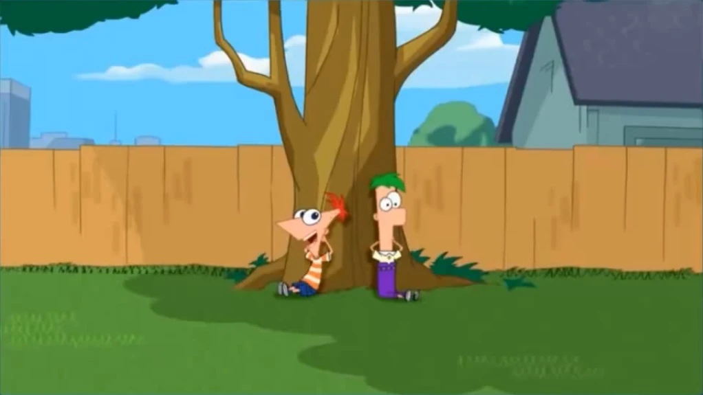 Image - Phineas and Ferb under a tree shortly after the invention's