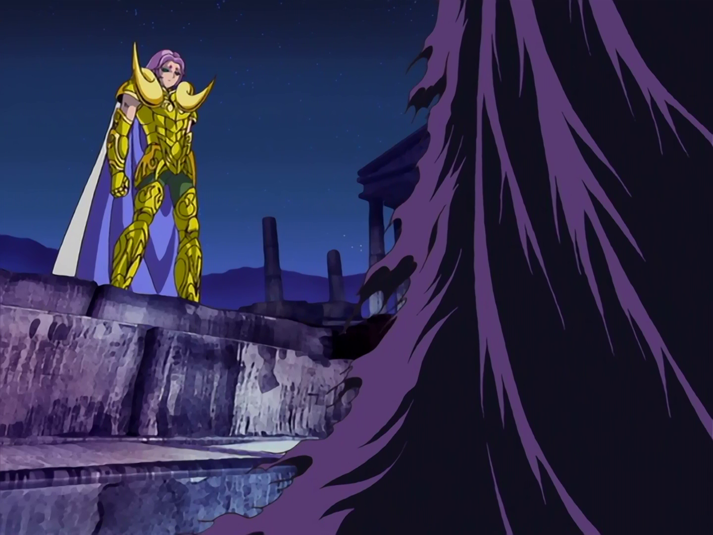 Em um flashback de - Saint Seiya - Templo da Sabedoria