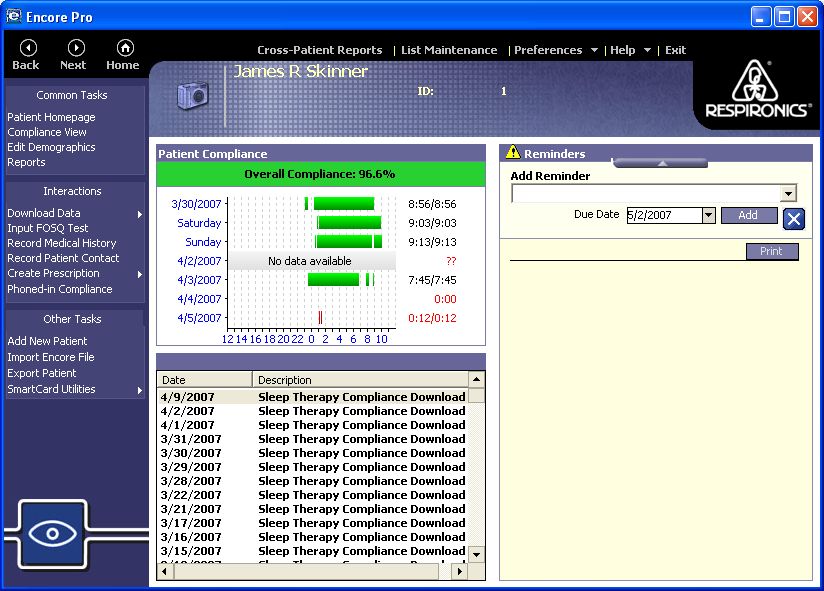 respironics encore pro smartcard