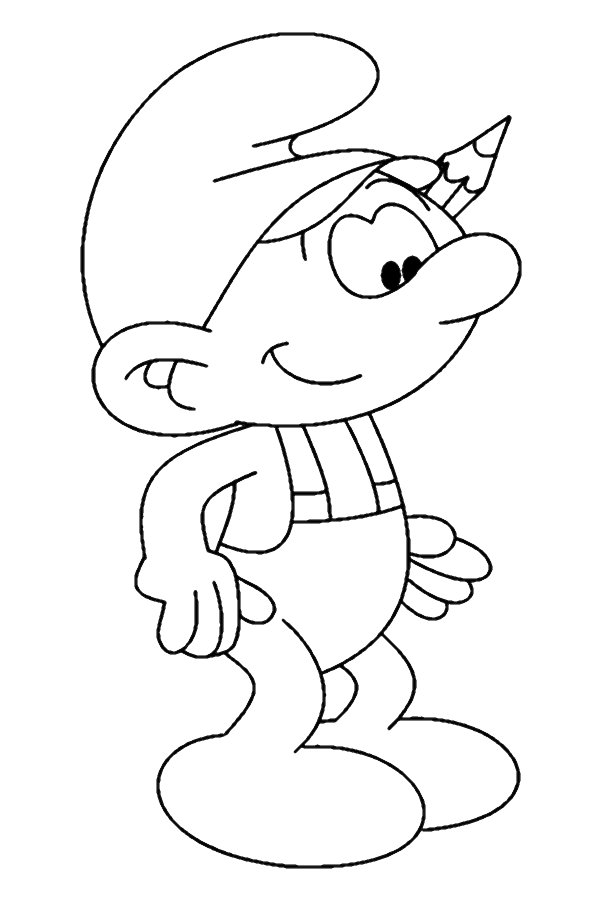 Uncolored Smurfs Sketch Coloring Page.