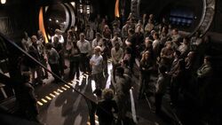Expedition gathering in gate room
