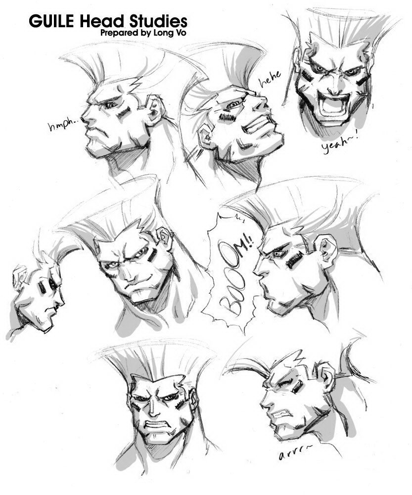 Image - Guile emotions sketch, Street Fighter II HD.jpg | Street