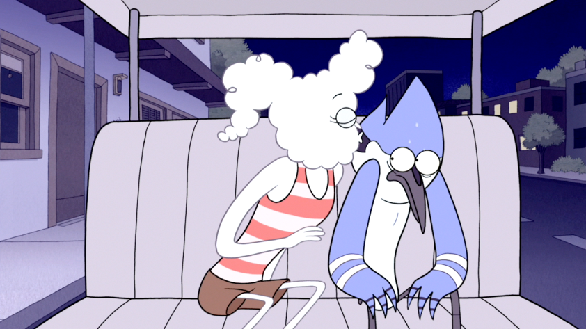 Image - S6E01.021 CJ Kissing Mordecai on the Cheek.png | Regular Show